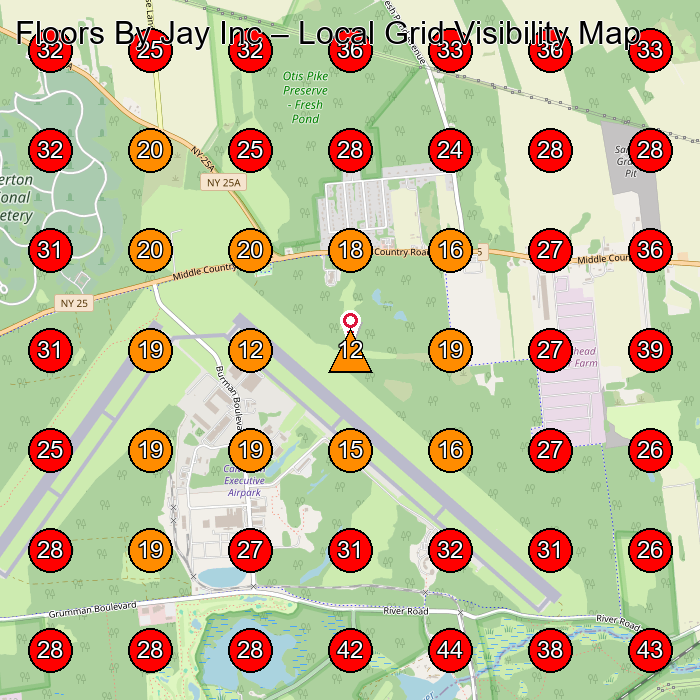 Floors By Jay Inc GeoGrid visibility map for Flooring Contractor in None